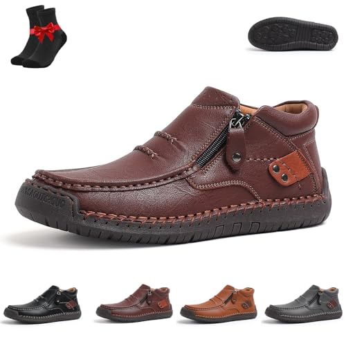 Kirposh The First Young Schuhe Herren, Thefirstyoung Orthopädische Lederstiefel, Leder-Slipper, Herren-Leder-Freizeitschuhe(Dark Brown (Velvet),41 EU) von Kirposh