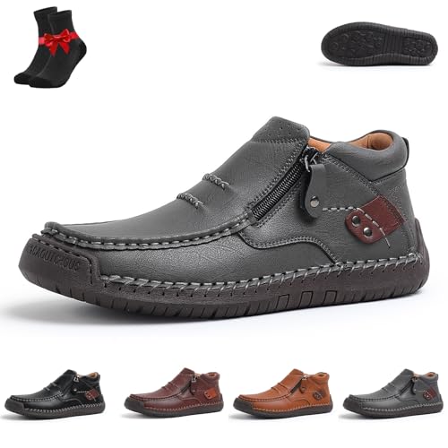 Kirposh The First Young Schuhe Herren, Thefirstyoung Orthopädische Lederstiefel, Leder-Slipper, Herren-Leder-Freizeitschuhe(Gray (Velvet),41 EU) von Kirposh