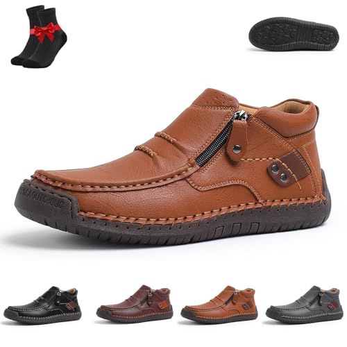 Kirposh The First Young Schuhe Herren, Thefirstyoung Orthopädische Lederstiefel, Leder-Slipper, Herren-Leder-Freizeitschuhe(Light Brown (Velvet),39 EU) von Kirposh