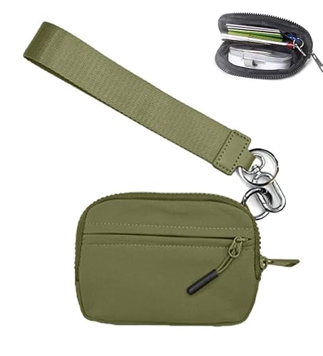 Kirposh The Iris' Wallet 2nd Gen, The Iris' Wallet, Women's Nylon Key Chain Wallet, Zippered Card Case Clutch with Keychain ID Window(Army Green) von Kirposh