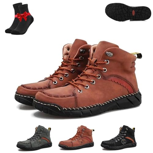 Kirposh Vilobel Herren-Schlupfschuhe, orthopädische Sicherheits-Arbeitsstiefel for Herren, rutschfest, wasserdicht, leicht, Stoßdämpfung(Brown,42 EU) von Kirposh