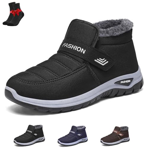 Kirposh Warme Schneestiefel for Herren, warme, wasserdichte Winterstiefel for Hineinschlüpfen, rutschfeste Wanderschuhe, Outdoor-Sportschuhe kaltes Wetter(Black,6.5 UK) von Kirposh