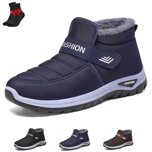 Kirposh Warme Schneestiefel for Herren, warme, wasserdichte Winterstiefel for Hineinschlüpfen, rutschfeste Wanderschuhe, Outdoor-Sportschuhe kaltes Wetter(Blue,4 UK) von Kirposh