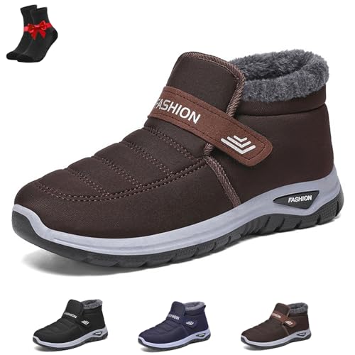Kirposh Warme Schneestiefel for Herren, warme, wasserdichte Winterstiefel for Hineinschlüpfen, rutschfeste Wanderschuhe, Outdoor-Sportschuhe kaltes Wetter(Coffee,7 UK) von Kirposh