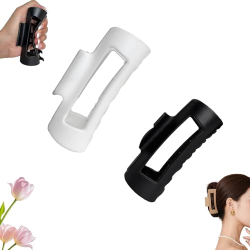 Wolkenclip, 6 Stück, rutschfeste, matte Haarspangen, weiche Haarspangen for Frauen, weicher, bequemer, flexibler und nicht abnehmbarer Krallenclip(Black*3+White*3) von Kirposh