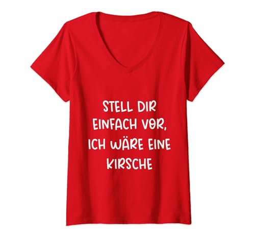 Damen Kirsche Kostüm Verkleidung Halloween Karneval Kirsche T-Shirt mit V-Ausschnitt Damen Kirsche Kostüm Verkleidung Halloween Karneval Kirsche T-Shirt mit V-Ausschnitt von Kirsche Kostüm für Halloween Kostümpartys