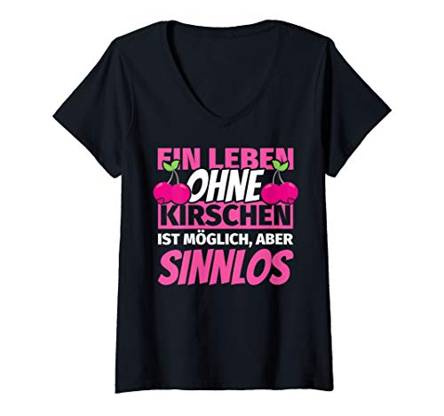 Damen Kirschen Geschenke Kirschenliebhaber lustig T-Shirt mit V-Ausschnitt Damen Kirschen Geschenke Kirschenliebhaber lustig T-Shirt mit V-Ausschnitt von Kirschen Geschenke