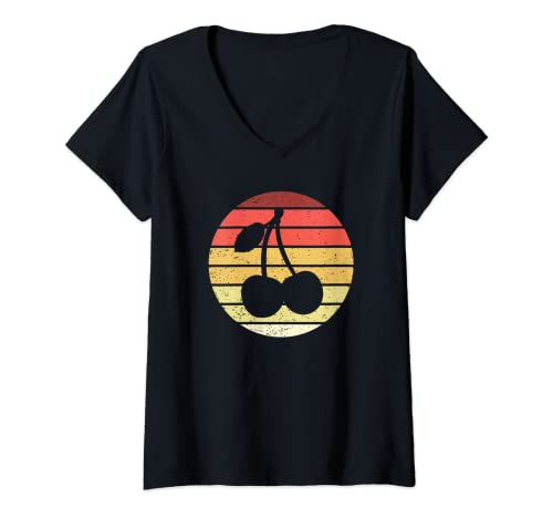 Damen Kirschen Retro Style Vintage T-Shirt mit V-Ausschnitt Damen Kirschen Retro Style Vintage T-Shirt mit V-Ausschnitt von Kirschen Kleidung & Geschenke Damen Herren Kinder