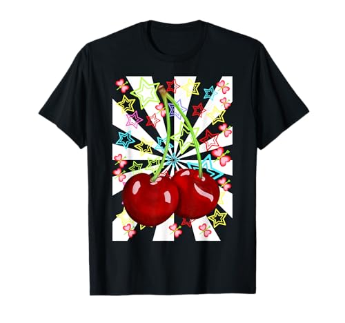 Kind Kinder Mädchen Retro Obst Sommer Kirsche Kirschen 80er T-Shirt von Kirschen Obst Kirsche 80er 90er Natur