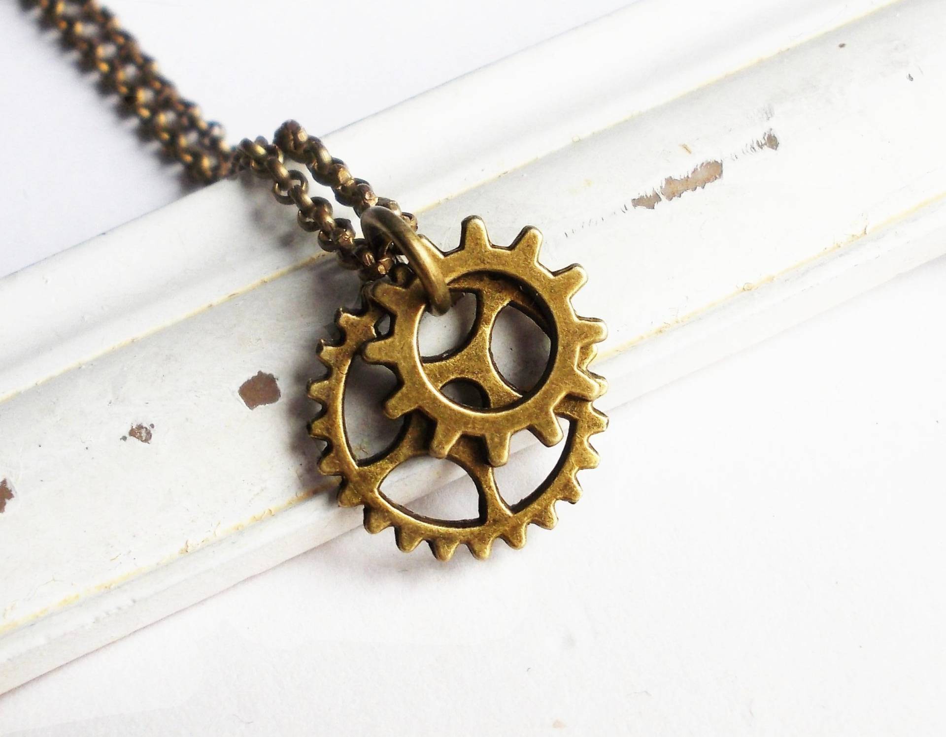 Halskette Bronze "Gear Wheel" Steampunk von KirschrotTreasury