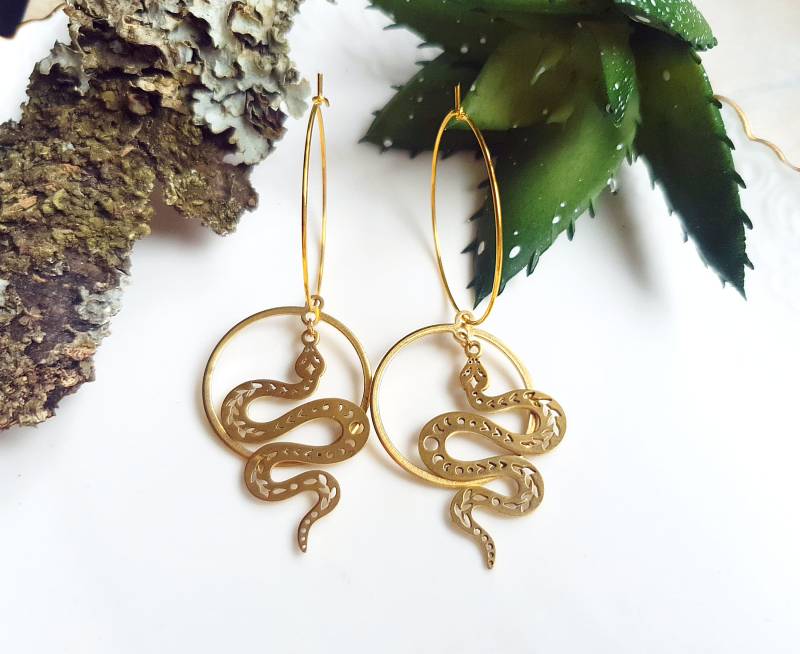 Ohrringe Creolen Vergoldet "Snakies" Gold von KirschrotTreasury