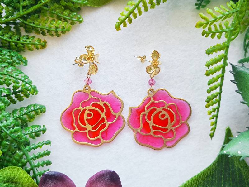 Ohrringe Gold " Summer Rose Pink Rot Rosa Ohrringe Gold " Summer Rose Pink Rot Rosa von KirschrotTreasury