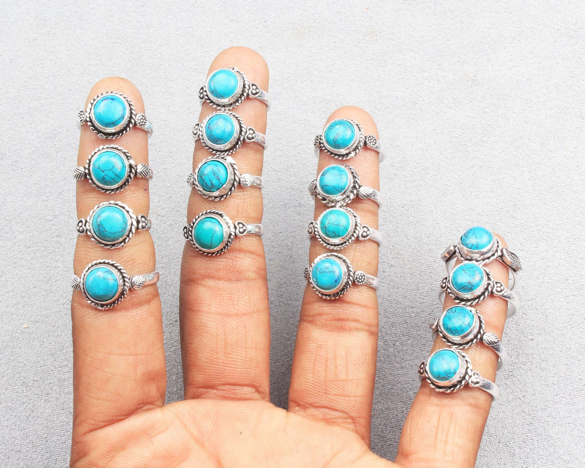 Türkis Kristall Ringe, Silber Overlay Handgefertigte Hippie Ring, Frauen Edelstein Boho Statement Ringe von KirtiGlobal