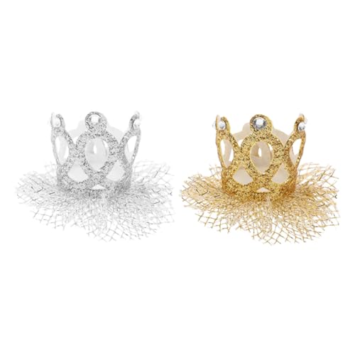 2Stücke Spitzenkrone Haarclips für Silberne und Goldene Haarnadeln für Geburtstagsfeiern und Besondere Anlässe Perfekter Kopfschmuck von Kisangel