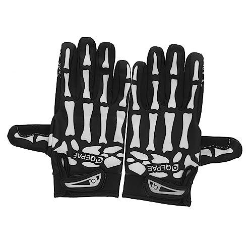 Kisangel 1 Paar Fahrradhandschuhe Totenkopf-Handschuhe Motorrad-Handschuhe Halloween-Schädel-Knochen-Handschuhe Erwachsene-Handschuhe Kurze Totenkopf-Handschuhe Schwarze Handschuhe von Kisangel