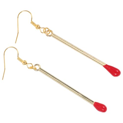 Kisangel 1 Paar Neuartige Streichholzohrringe, Baumelnde Ohrringe mit Streichholzanhänger aus Goldener Legierung für Partyzubehör für Frauen von Kisangel