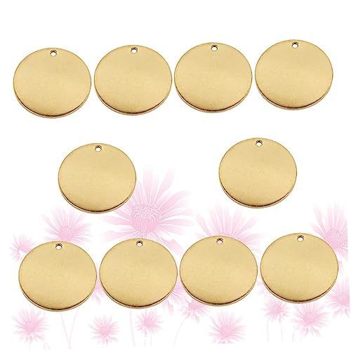 Kisangel 10 Stück Teiliges Runde Edelstahl Haustiermarken Goldfarben Blanko DIY Anhänger mit Rost und Kratzfest Leichter Schmuckanhänger für Namensgravur Modische Hundemarken Zubehör von Kisangel