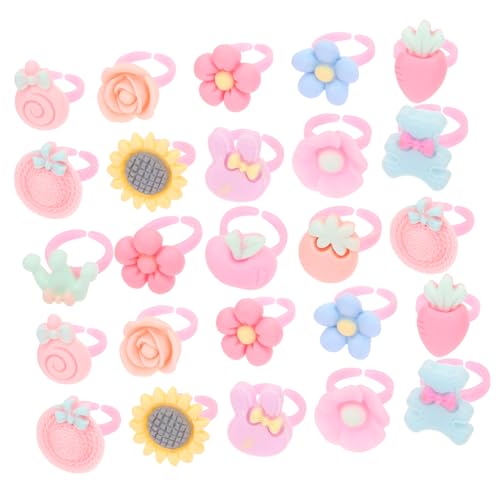 Kisangel 100 Stück Teiliges Kinderringe Mädchen Verstellbare Blumenringe Bunte Schmuck für Alter Dress Up Party Zubehör von Kisangel