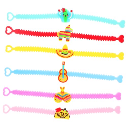 Kisangel 12 Stück Teiliges Fiesta Armband aus Weichem PVC Farbenfrohe Mexikanische Karnevalsarmbänder Komfortabel und Langlebig als Partygeschenk für Mexikanische Themenfeste von Kisangel