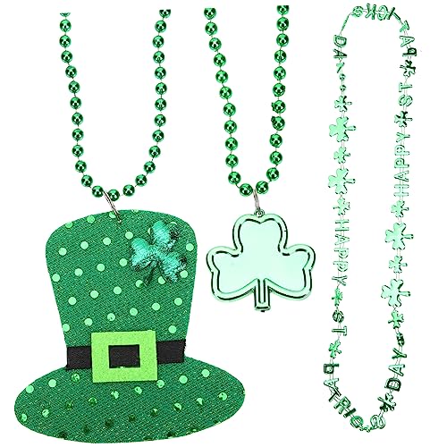 Kisangel 12 Stück Teiliges Patrick's Day Kleeblatt Set Grüne Perlenketten für Kostüme Partys und Dekorationen für Feierlichkeiten und Veranstaltungen von Kisangel