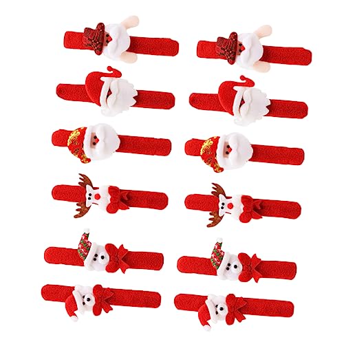 Kisangel 12 Stück Teiliges Weihnachts Slap Armband mit Kreativen Cartoon Motiven Weiches Sicheres Non Woven Material als Partygeschenk für Erwachsene Einfach Anzulegen Festliche Xmas von Kisangel