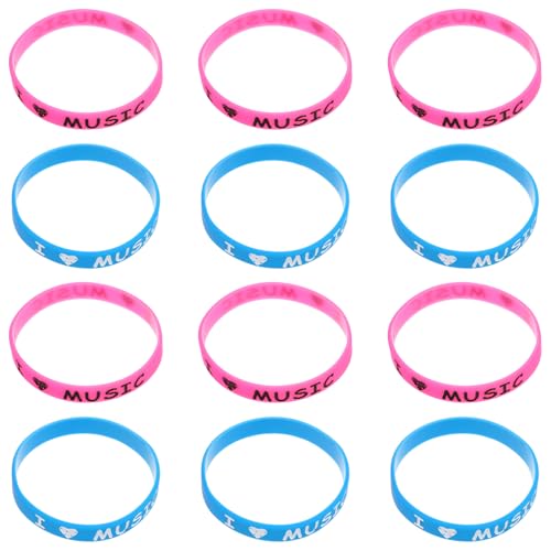 Kisangel 12Stücke I Love Music Silikonarmbänder Bunte Stretch Armbänder für Musikfestivals Langlebig und Bequem Partygeschenk für Hip Hop und Rockkonzerte von Kisangel