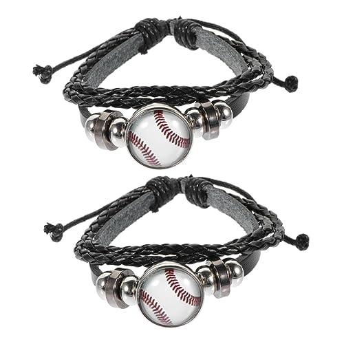 Kisangel 2 Stück Baseball Armbänder mit Perlen Kreative Geflochtene Armbänder für Männer und Frauen Stilvolle Baseball Schmuckarmbänder für Besondere Anlässe von Kisangel