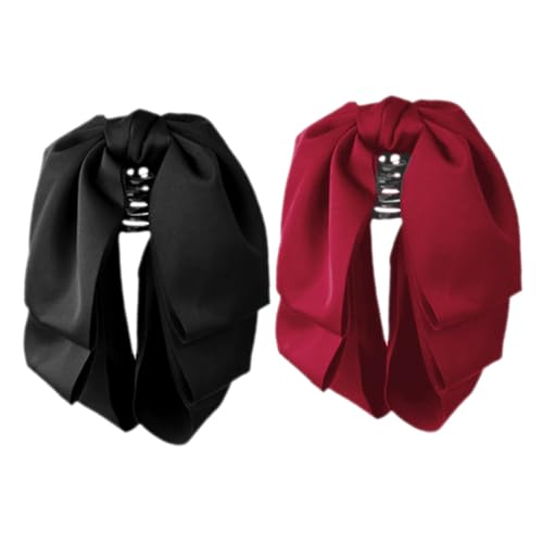 Kisangel 2 Stück Dekorative Haarklammer für Damen Ponytail Halter mit Ripsband für Täglichen Gebrauch Rot und Schwarz von Kisangel