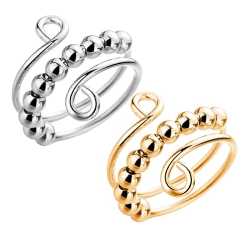 Kisangel 2 Stück Delikater Metall Fidget Ringe zum Stressabbau Drehbare Angst Ringe für Damen und Herren zur Angstlinderung und Meditation Elegant in Gold und Silber Kisangel 2 Stück Delikater Metall Fidget Ringe zum Stressabbau Drehbare Angst Ringe für Damen und Herren zur Angstlinderung und Meditation Elegant in Gold und Silber von Kisangel