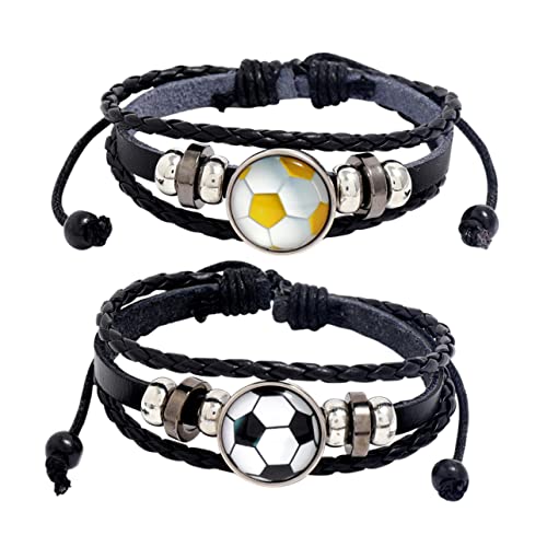 Kisangel 2 Stück Fußball Perlen Armband Schmuck Fan Geschenk Persönlichkeitsarmband Herren Damen Minimalistisches Design von Kisangel