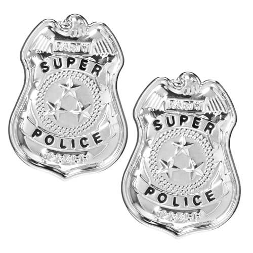 Kisangel 2 Stück Halloween Polizeimarke Cosplay Abzeichen Brosche Realistische Polizeibadge für Kostümpartys Zubehör für Männer und Frauen Silberne Dekoration für Halloween und von Kisangel