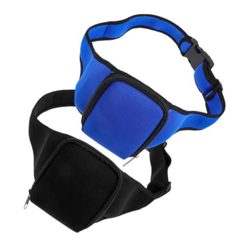 Kisangel 2 Stück Mikrofon Transmitter Tasche Verstellbarer Fitness Gürtel Outdoor Waist Pouch für Training Yoga Bühne mit Stil Schwarz Blau von Kisangel