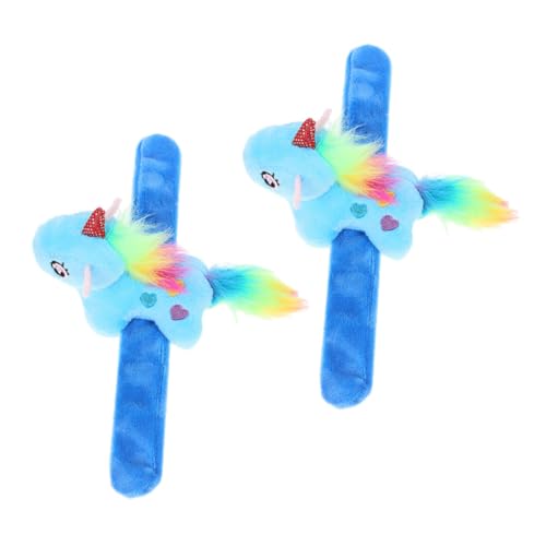 Kisangel 2 Stück Plüsch Einhorn Slap Armband Kuscheliges Tier Schnapparmband Weiches Komfortables Handgelenkband Sicherer Tragbarer Party und Spielpreis Bunte Farbvariation von Kisangel