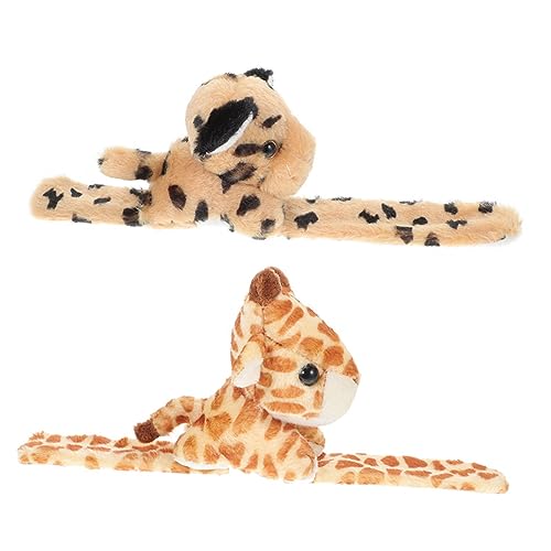 Kisangel 2 Stück Plüsch Tier Slap Armbänder Giraffe Leopard Kuscheltier Armbänder für Geburtstagsgeschenk und Partydeko von Kisangel