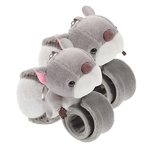Kisangel 2 Stück Pop-Kreis-Armband Schnapparmbänder für Slap Armbänder Schlagarmbänder Partygeschenk Urlaubsklatscharmbänder Armbänder Gefälligkeiten Animal-Slap-Armband Plüsch Grau von Kisangel
