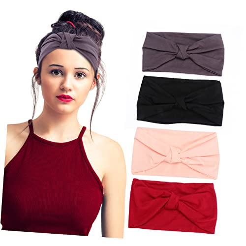 Kisangel 2-Teiliges Set elastische haargummi elastisches haarband breite Haarwickel Geknotetes Yoga-Stirnband stylische stirnbänder für Bandana für Frauen Sport Kopfbedeckung kreuzen von Kisangel