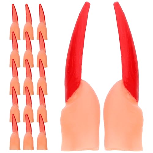 Kisangel 20 Stück Hexenfinger aus Kunststoff, Zombie Cosplay Nagelüberzüge, Halloween Deko, rote künstliche Fingernägel für Halloween-Partys Kisangel 20 Stück Hexenfinger aus Kunststoff, Zombie Cosplay Nagelüberzüge, Halloween Deko, rote künstliche Fingernägel für Halloween-Partys von Kisangel