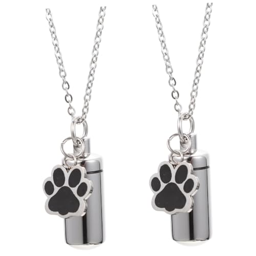 Kisangel 2St Haustier Urne personalisierte Haustiergeschenke Urnenhalsketten aus Edelstahl Paw Print Anhänger Tiergedenkstätte Schmuck Halskette für Männer eine Halskette Hundeurnen hängend von Kisangel