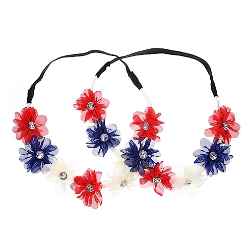 Kisangel 2st Partydekoration Stirnband Bartschmuck Party-blumen-stirnband Blaues Stirnband 4. Juli Haarschmuck Patriotisches Zubehör Stirnbänder Für Frauen Fräulein Dreifarbig Flagge Stoff von Kisangel