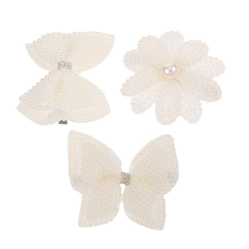 Kisangel 3 Stück Perle Haarspange Clips für Haarschleifen Bowknot-Haarnadel Bughaarnadeln Haarspangen kawaii Mädchen Bögen Schleifen für Mädchen Schleife Haarspangen Frauen Metalle Weiß von Kisangel
