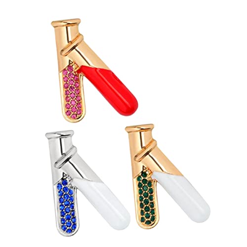 Kisangel 3 Stück Strass Testrohr Broschen Anstecknadeln Modisch Bunte Reagenzglas Pins für Kleidung Taschen Schmuck für Damen und Mädchen von Kisangel