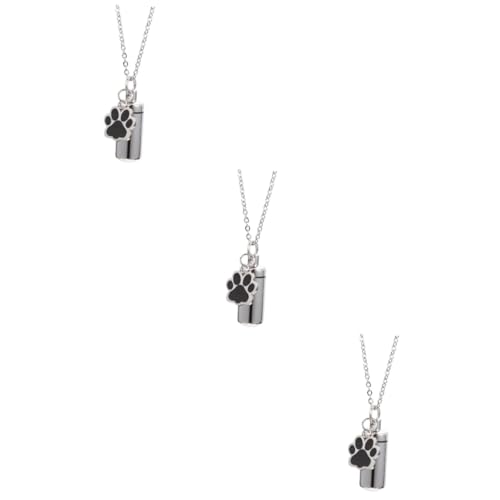 Kisangel 3St Haustier Urne Paw Print Anhänger Tiergedenkstätte Schmuck Andenken Halskette Pfotenabdruck Asche Halskette eine Halskette Halsketten hängende Tierurne Tierknochen-Asche-Topf von Kisangel