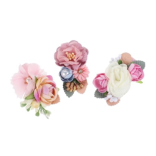 Kisangel 3St künstliche kopf haarspange schöne Haarspangen Blumenhaar kinder haarspangen haarspange kinder Hochzeitsdekoration rosa Haarschmuck Zubehör Braut Blumenkopfschmuck von Kisangel