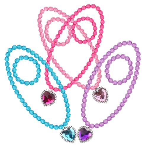 Kisangel 4 Sätze Teiliges Schmuckset Princess Halskette und Armband für Mädchen Bunte Kinderkette Hautfreundlich Bequem Modisch für Kleine Mädchen von Kisangel