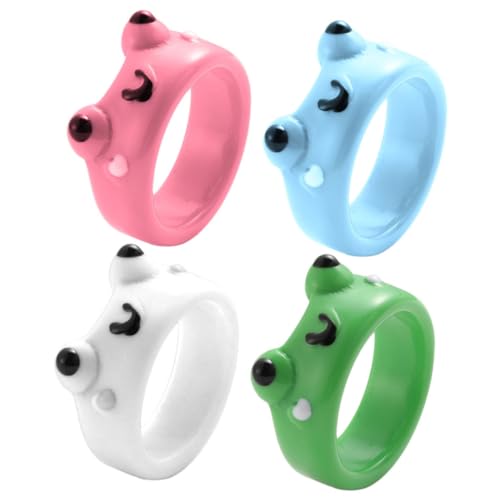 Kisangel 4 Stück Froschringe Fingerringe Mini Frösche Damenringe Tierfrösche Schmuck Partyzubehör Froschringe Froschdekorationen Froschschmuck Für Mädchen Froschornament von Kisangel