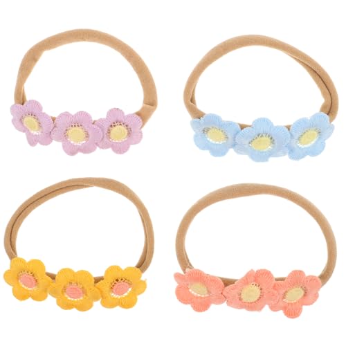 Kisangel 4 Teiliges Gänseblümchen Haarband Weiche Elastische Haarbänder Mit Gänseblümchenmotiv Für Babys Und Mädchen Pferdeschwanzhalter Blumenseile Für Neugeborene Säuglinge Und von Kisangel