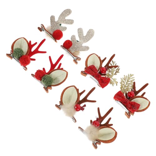 Kisangel 4Paare Weihnachtsgeweih Haarspangen Entzückende Haarnadeln für Weihnachtsfeiern Cartoon Kopfschmuck mit Rentier Partys und Festliche Anlässe von Kisangel