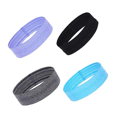 Kisangel 4er-pack Yoga-stirnbänder Elastisches Sport-haarband – Schweißbänder Für Damen Und Herren Modische Lauf-kopfbedeckung Yoga-wickel-workout-stirnbänder Schwarzes Licht von Kisangel