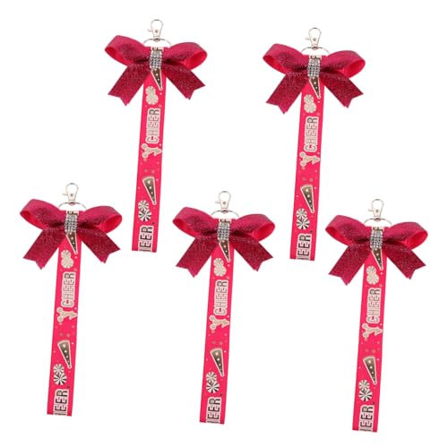 Kisangel 5 Stück Cheerleader Schlüsselanhänger mit Schimmernder Schleife und Farbechtem Band Strapazierfähiger Anhänger für Rucksack Mädchen Cheer Team Accessoire Langlebig und Modisch von Kisangel