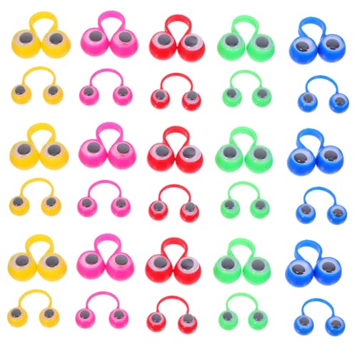 Kisangel 50 Stück Teiliges Augen Fingerpuppen Ringe Bunte Große und Kleine Augapfel Fingerringe Leichtes für Kindergeburtstag Halloween Party Fördert Feinmotorik und Kreative von Kisangel